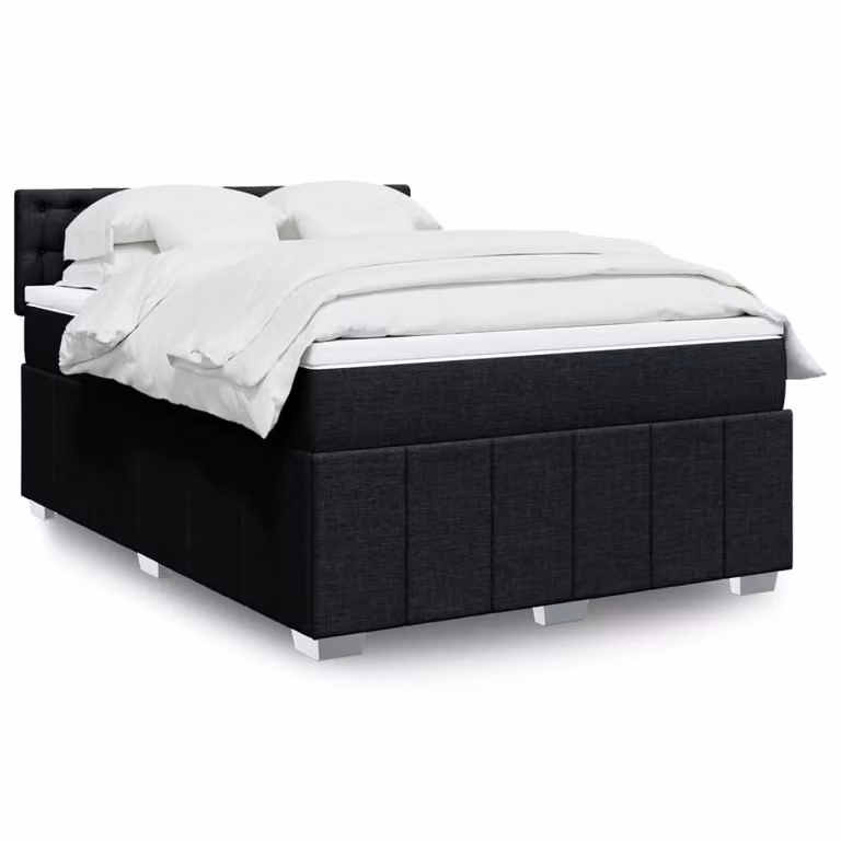 vidaXL Giroletto a Molle Ibrido con Materasso in Tessuto Nero L/P/H: 140 x 200 x 100,5 cm
