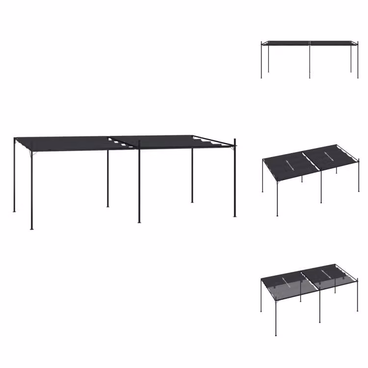 vidaXL Gazebo con tetto estensibile 600x300x233 cm antracite - Gazebo e tendoni da festa