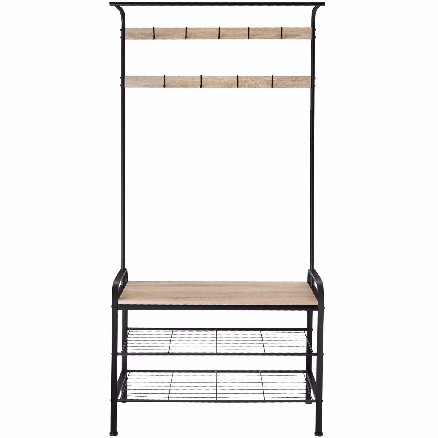 Guardaroba con panca in stile industriale TecTake GmbH, colore rovere e beige, L: 85,5 cm, P: 36,0 cm, H: 184,0 cm – 3
