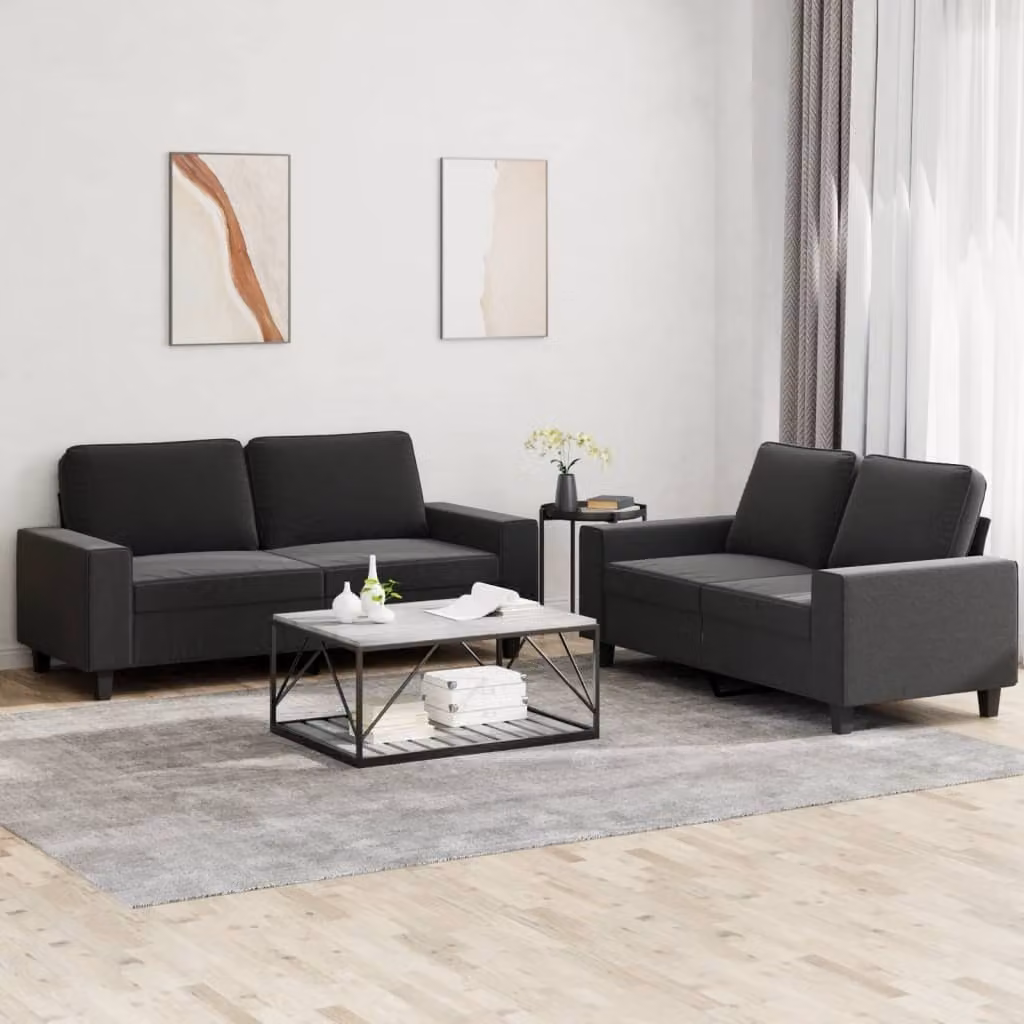Maison Exclusive - Set divano a 2 posti in tessuto nero