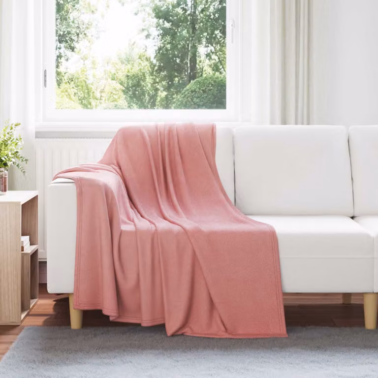 Coperta in pile rosa vidaXL, morbida e facile da curare, L: 170 cm, P: 130 cm