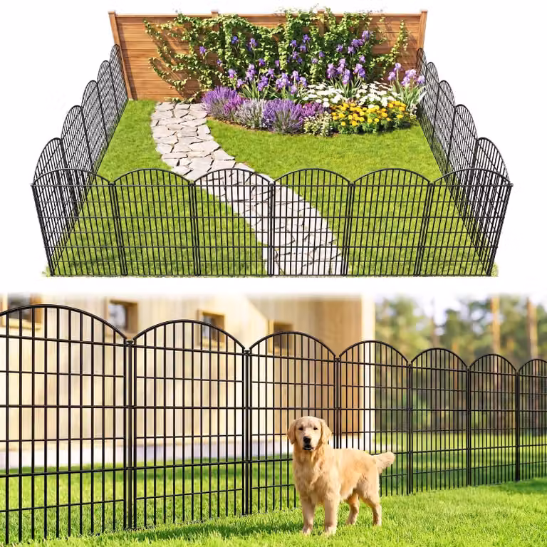 Recinzione per giardino, composta da 5 pannelli, alta 101 cm, lunga 3,5 metri, realizzata in metallo resistente alla ruggine, ideale per l'uso esterno