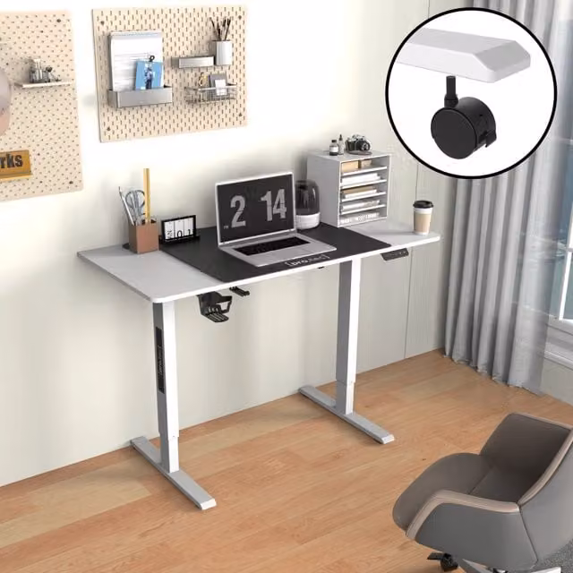 Scrivania Gaming Regolabile in Altezza con Motore Elettrico pro.tec, L 120 x P 60 cm, Bianco e Nero – 1