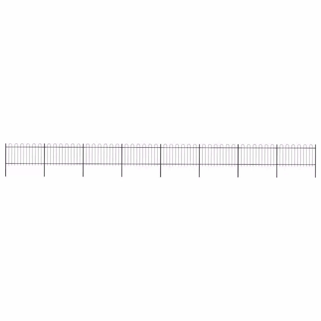 Recinzione da giardino vidaXL in acciaio con parte superiore ad anello, colore nero, L: 1339 cm, H: 100 cm