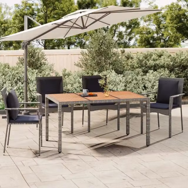 Tavolo da giardino rettangolare vidaXL in polyrattan e legno di acacia oliato grigio