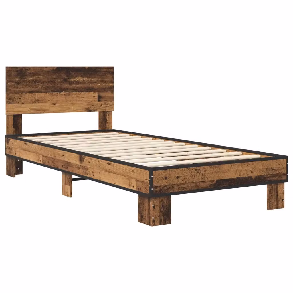 Struttura letto con testata e giroletto in legno color marrone L 80 cm x P 200 cm H 83 cm – 2