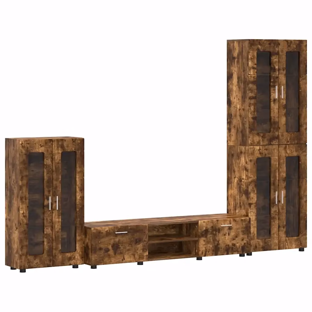 Set mobile TV moderno vidaXL FLORIN in legno Rovere fumé marrone L 150 x P 39 x H 30 cm – 2