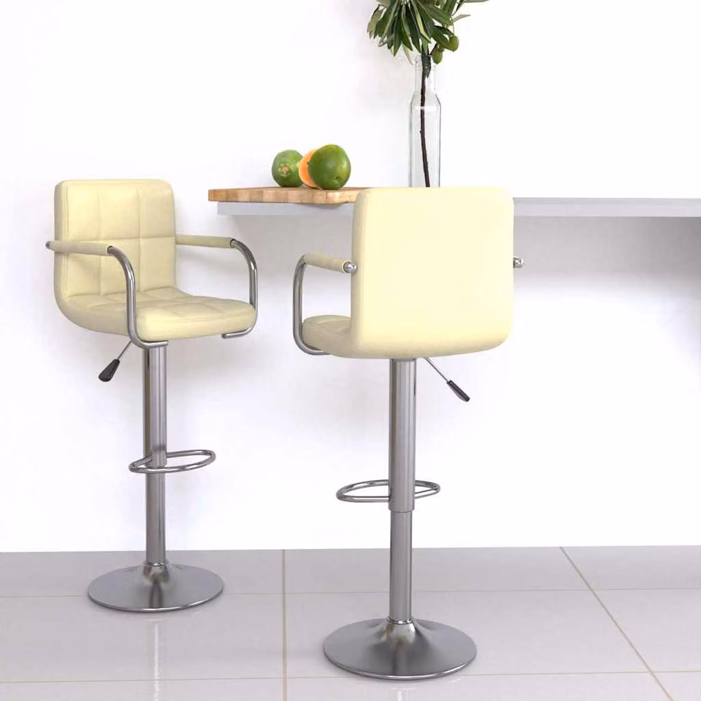 Set di 2 sgabelli da bar vidaXL in similpelle beige con base girevole 360 gradi e design moderno