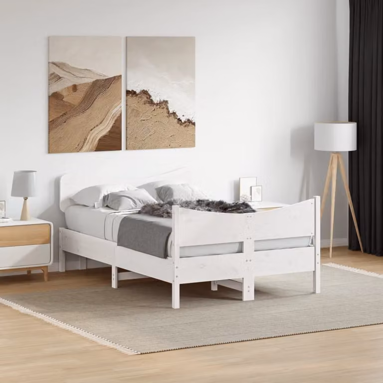 Letto senza Materasso vidaXL in Legno Massello di Pino Bianco L 120 x P 200 cm