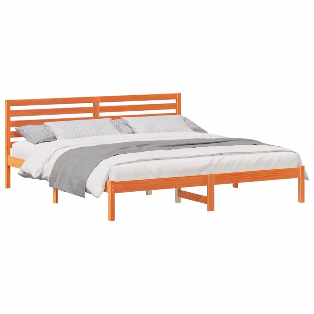 Struttura letto in pino massello marrone cerato con giroletto e doghe fisse L/P/H: 200 x 200 x 205,5 cm – 2