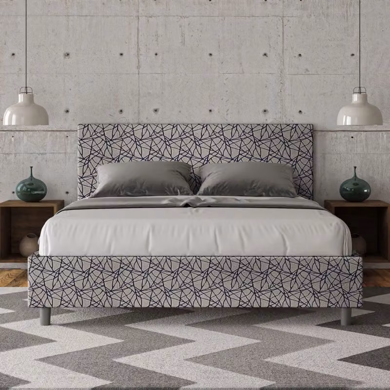 Letto matrimoniale imbottito con contenitore Ityhome Era Adele Blu L/P/H: 160 x 200 x 106 cm – 2