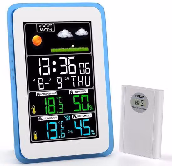 Stazione meteorologica wireless con sensore a LED per interni ed esterni, dotata di 10 funzioni
