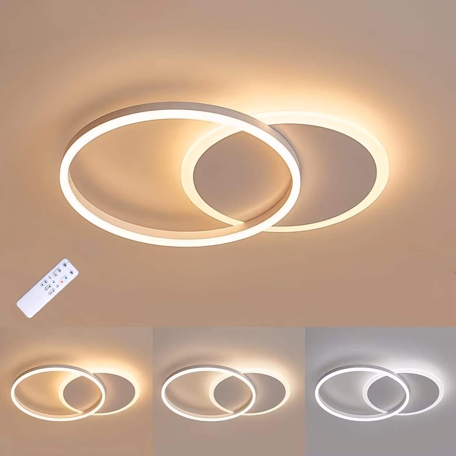 Lampada a soffitto LED dimmerabile, 36W, 3000K-6000K, dimensioni 55x40x6 cm