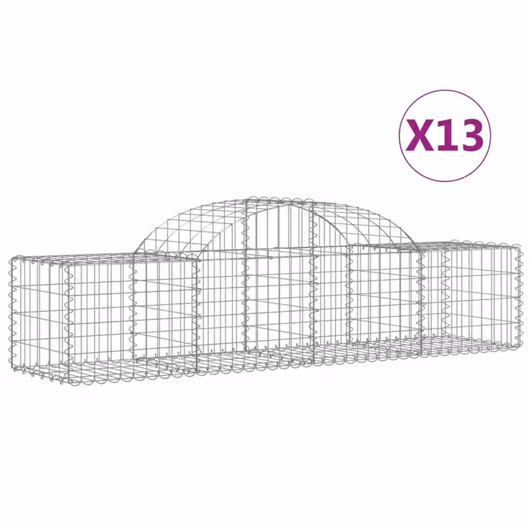 Cesti Gabbioni ad Arco 13 pz 200x50x40/60 cm Ferro Zincato