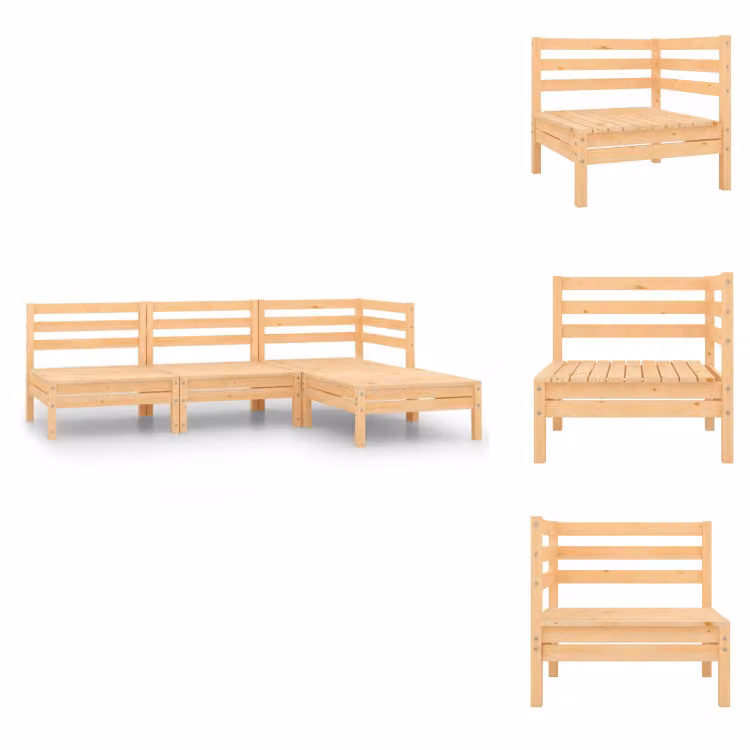 vidaXL Set da salotto da giardino 4 pezzi in pino massiccio - Set di mobili da giardino