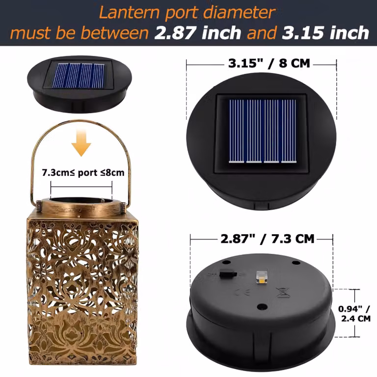 Lampada solare di ricambio, diametro 8 cm, grado di protezione IP44 (resistente all'acqua), luce calda, per lampioni da esterno