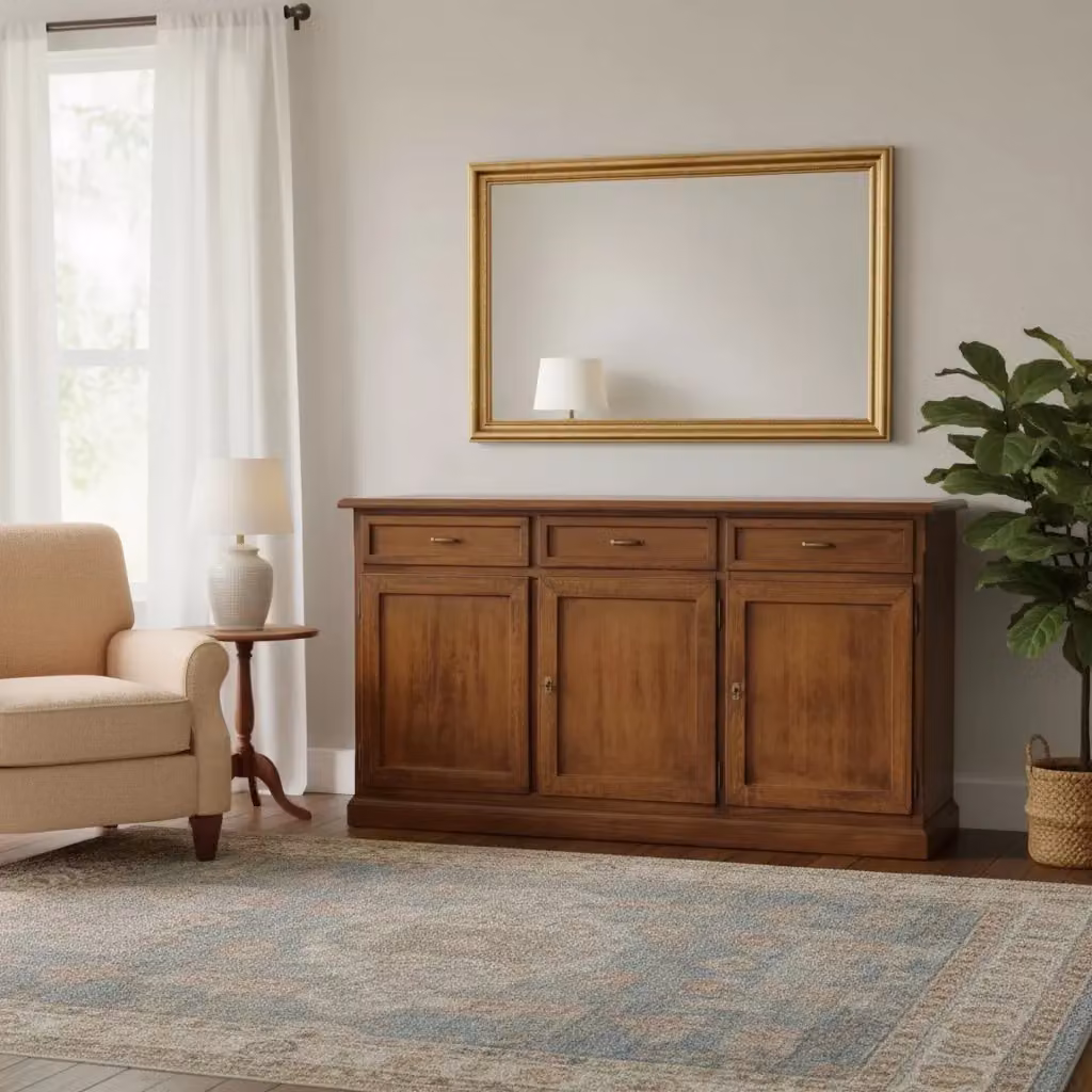 Madia credenza stile arte povera con 3 porte e 3 cassetti in noce bassano Mobili 2G L: 156 cm, P: 42 cm, H: 85 cm – 3