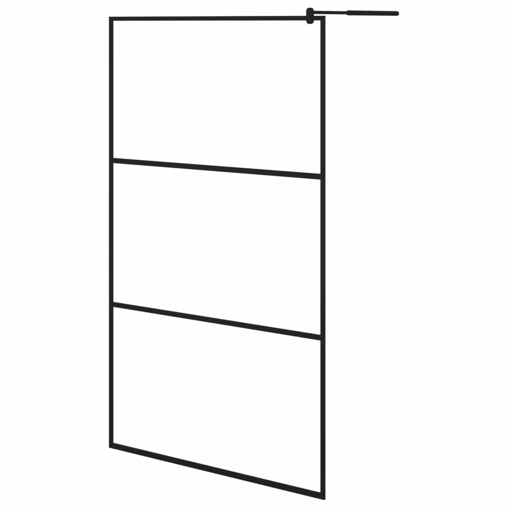 Parete Doccia Walk-in vidaXL in Vetro Trasparente con Profilo Nero L: 115 cm, H: 195 cm – 2
