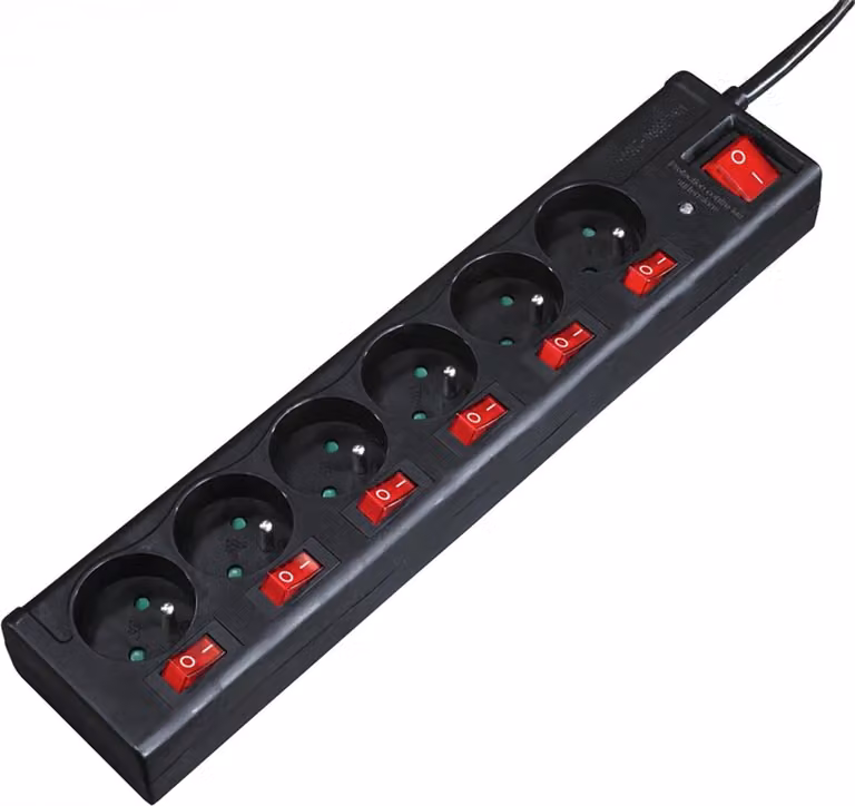 Hama 6 prese di corrente 1,4M con interruttori - Nero