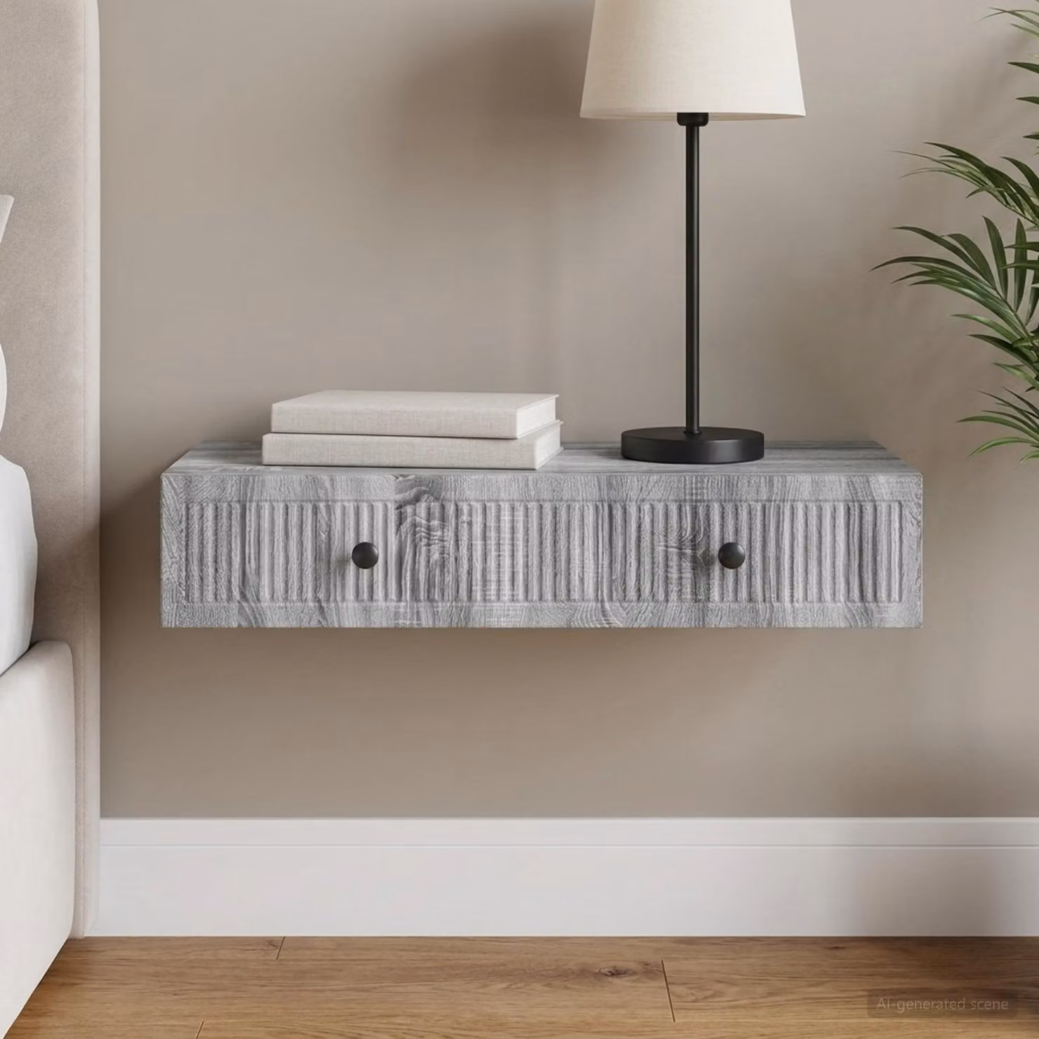 vidaXL Tavolino da Parete Laterale Moderno Grigio L: 87,5 cm, P: 34,5 cm, H: 17 cm
