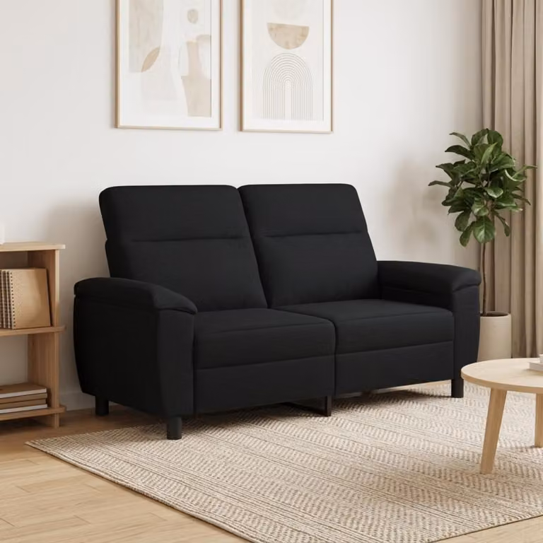 vidaXL Divano Moderno Lineare in Tessuto Nero con Struttura in Metallo L: 178 cm, P: 90 cm, H: 95 cm