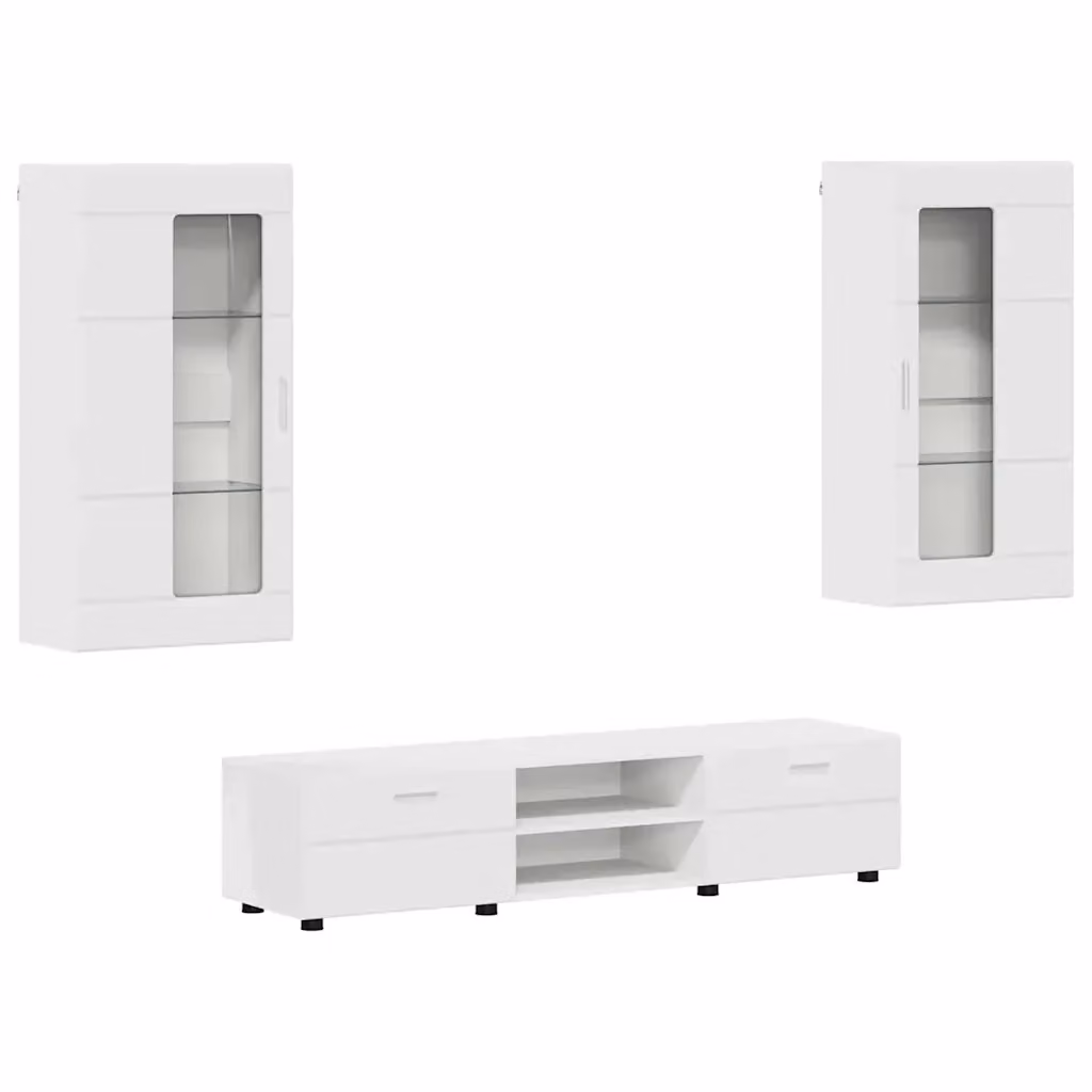 Set mobile TV vidaXL FLORIN 3 pezzi Bianco Legno, moderno per soggiorno o ufficio, L: 150 cm, P: 39 cm, H: 30 cm – 2
