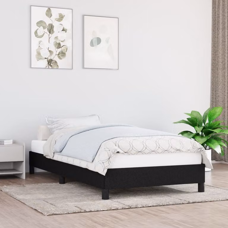 The Living Store Struttura letto nera 100x200 cm in tessuto
