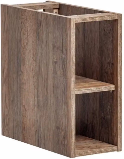 Mobile da bagno sospeso VANTA Meublorama in rovere scuro con ripiano e scaffali interni