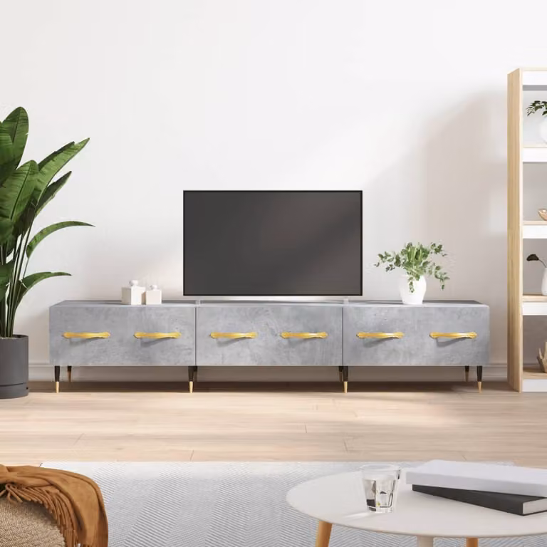vidaXL Mobile Porta TV Moderno Grigio con Ruote in Legno e Metallo L: 150 cm, P: 36 cm, H: 30 cm