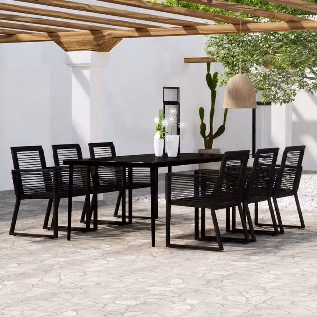 Set Mobili da Pranzo per Giardino 7 pz Nero 3099159