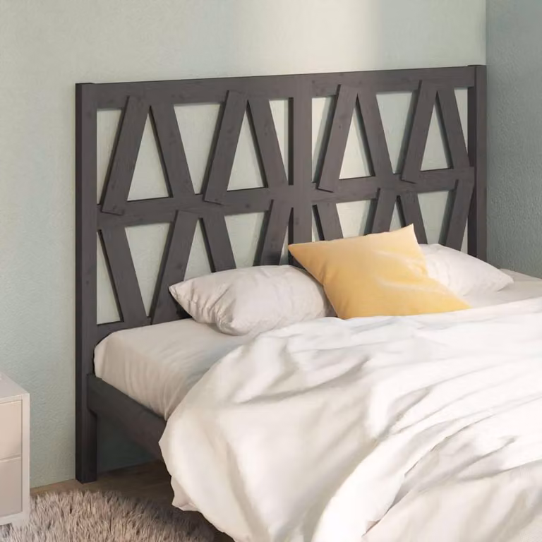Testiera per Letto vidaXL in Legno Massello di Pino Grigia L: 126 cm, P: 4 cm, H: 100 cm