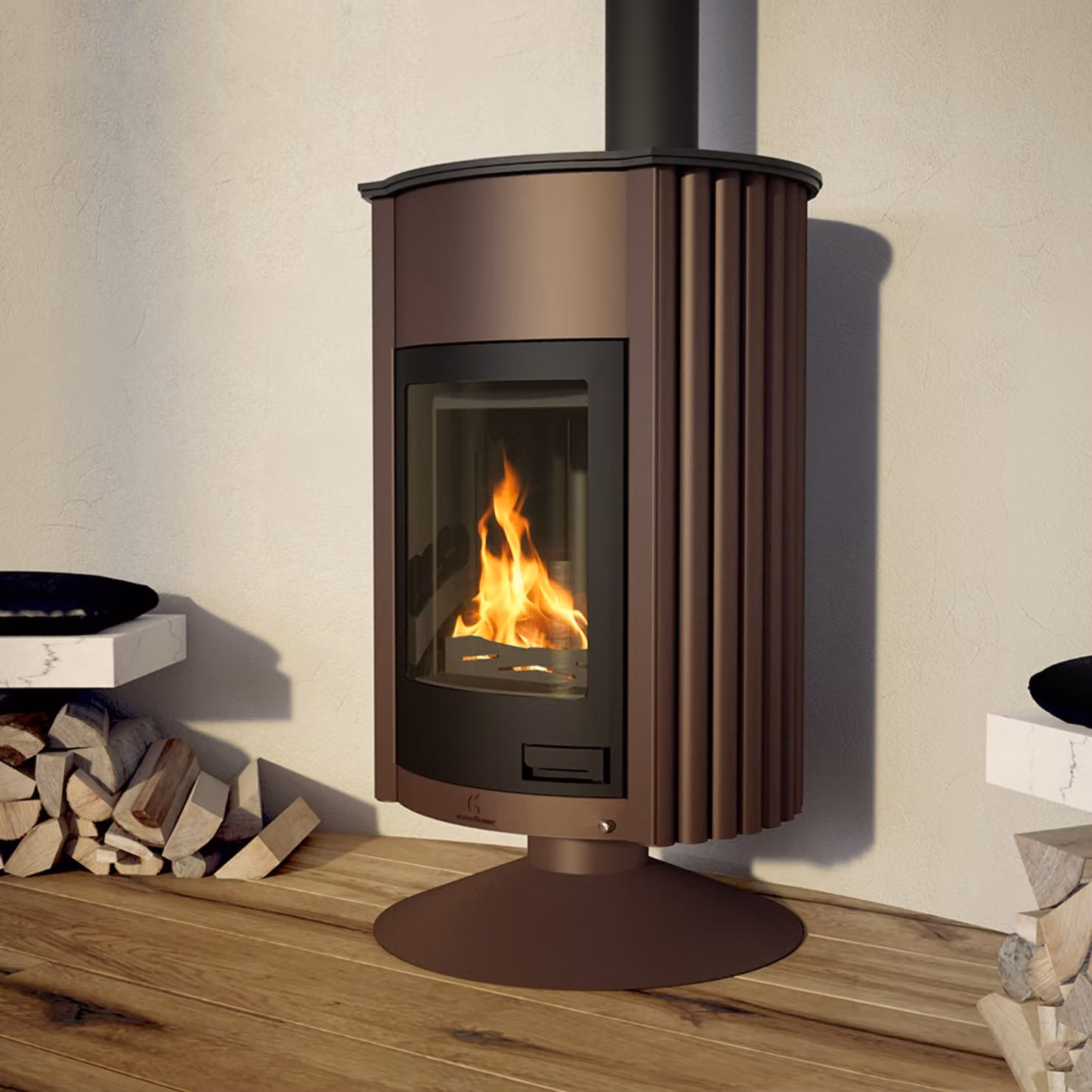 Termocamino HS FLAMINGO MASTERFLAMME Grande II - marrone - velluto