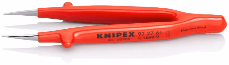 Pinzette di precisione VDE, 130 mm, punte diritte, Knipex | 4003773054757