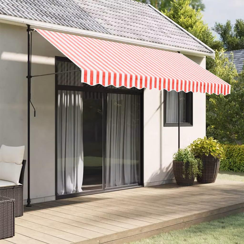 Ricambio in poliestere per tenda da sole vidaXL a righe rosse e bianche 330 cm