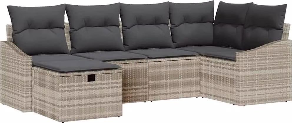 Set di divani 6 pcs Grigio chiaro e grigio polyrattan