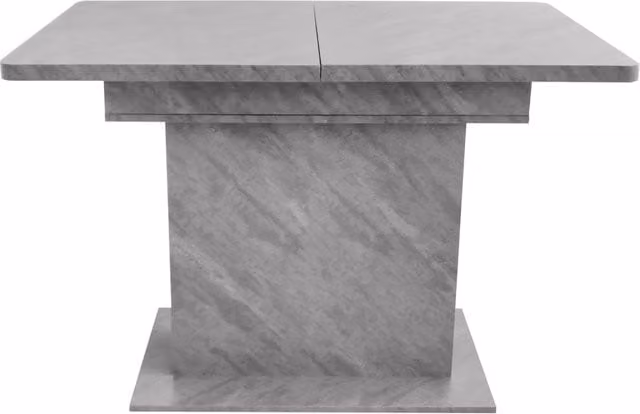 Tavolo da pranzo rettangolare allungabile con contenitore in legno truciolare e metallo, design moderno effetto cemento