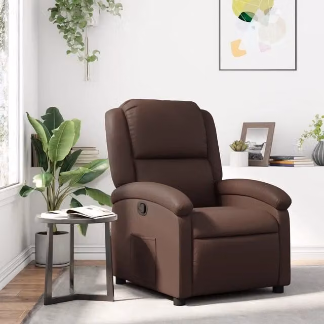 Poltrona Reclinabile Relax in Similpelle Marrone con Braccioli e Struttura Moderna – 1