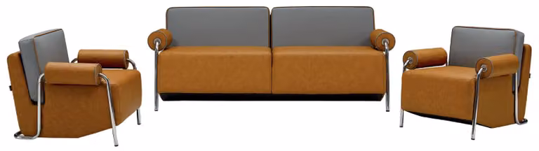 Wohnzimmer Sofagarnitur 2+1+1 Sitzer Sessel Design Luxus Leder Modern Eleganz