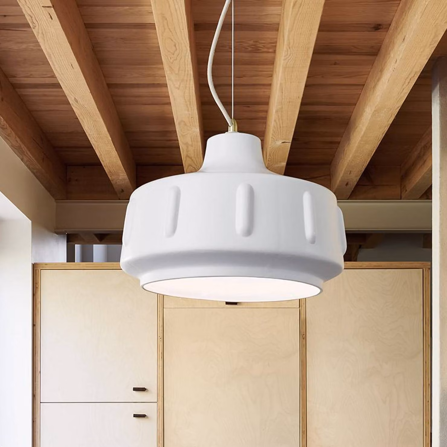 MARKET SET Lampada a sospensione Jimmy, dimmerabile, Bianco / Opale, Soggiorno / Sala da pranzo, Ceramica, Design, Lampada a sospensione