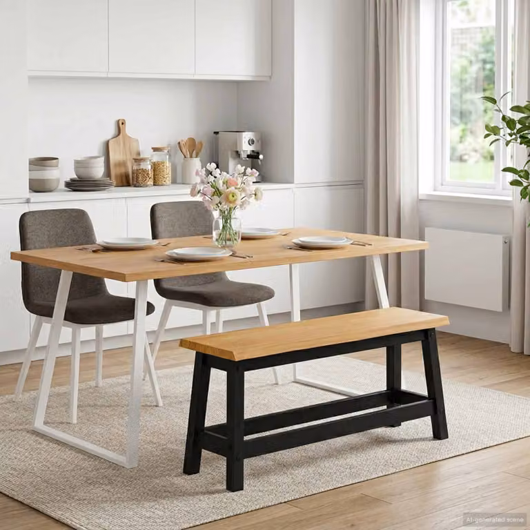 Panchina da pranzo EKAI vidaXL in legno di pino nero L: 91,5 cm, P: 29 cm, H: 45,5 cm