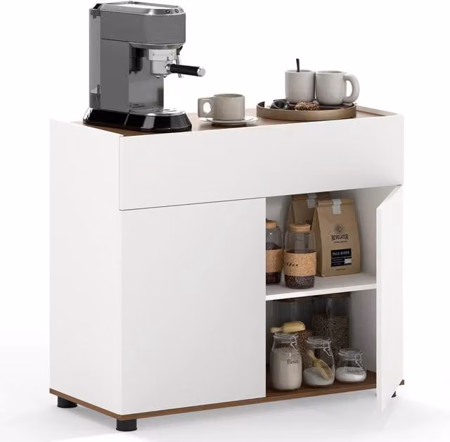 Credenza buffet con armadietto in stile fattoria con 1 cassetto e 2 ante-Armadio da Cucina Credenza buffet con armadietto indipendente per cucina