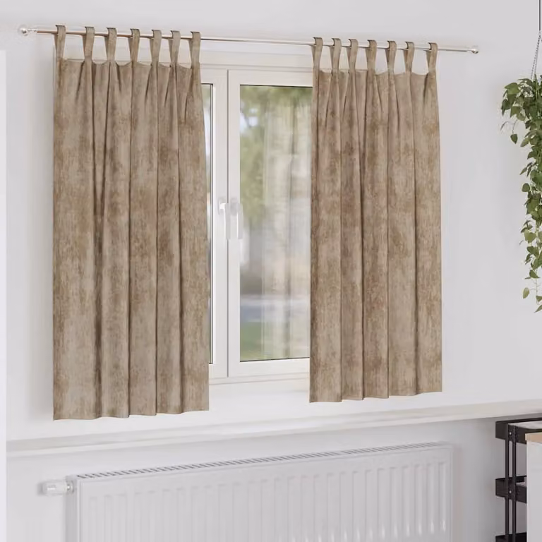 Set di 2 tende in velluto vidaXL beige, oscuranti e termoisolanti, L: 140 cm x H: 175 cm