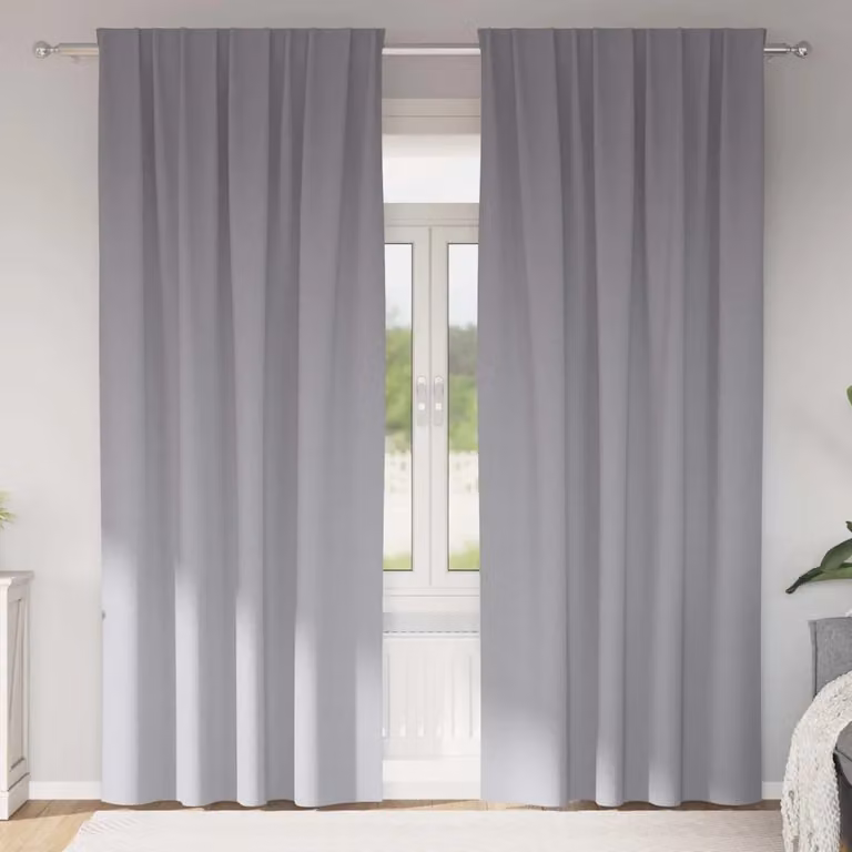 Set di 2 tende blackout vidaXL con anelli, colore grigio, L: 140 cm, H: 260 cm