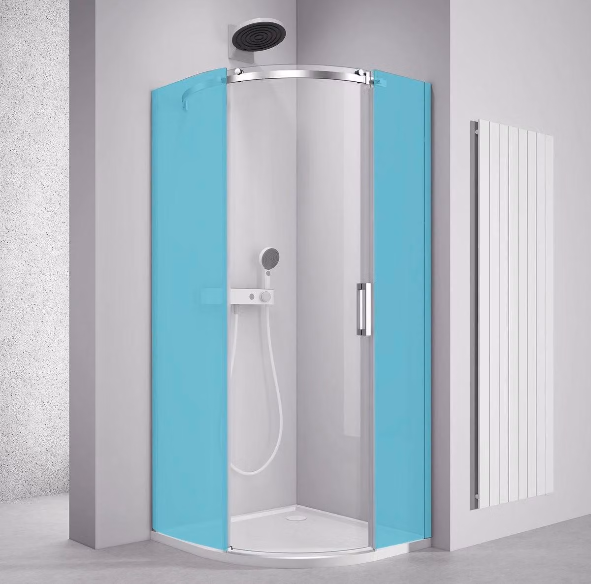 Polysan THRON, elemento per box doccia a forma di quarto di cerchio, dimensioni 900x900 mm, vetro trasparente, lato sinistro