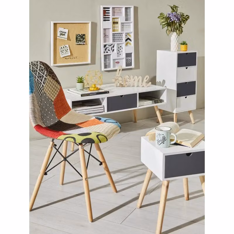 Mobiletto Flynn Casa Collection con 4 Cassetti Bianco e Grigio L/P/H: 29 x 29 x 76 cm – 2