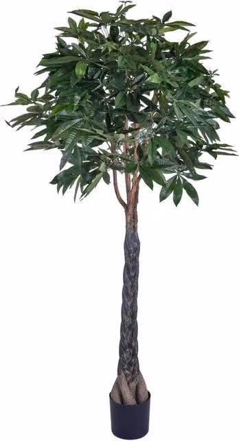 Pachira Artificiale in Vaso con 999 Foglie Altezza 215 cm Verde