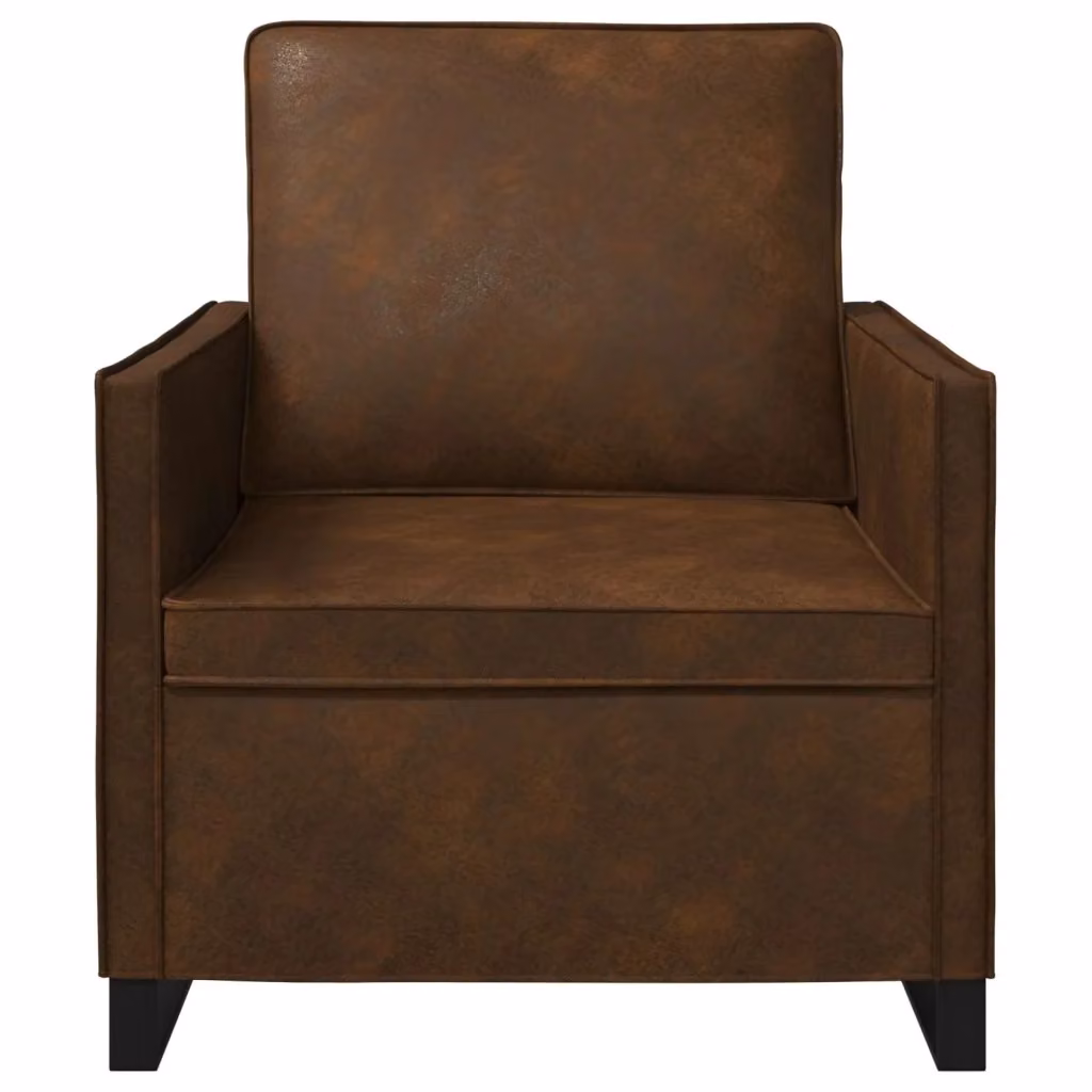 Divano Singolo Marrone vidaXL con Braccioli e Struttura in Metallo L: 70 cm, P: 81 cm, H: 82 cm – 2