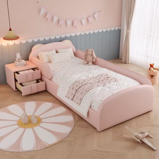 letto imbottito pu rosa 90x200 cm
