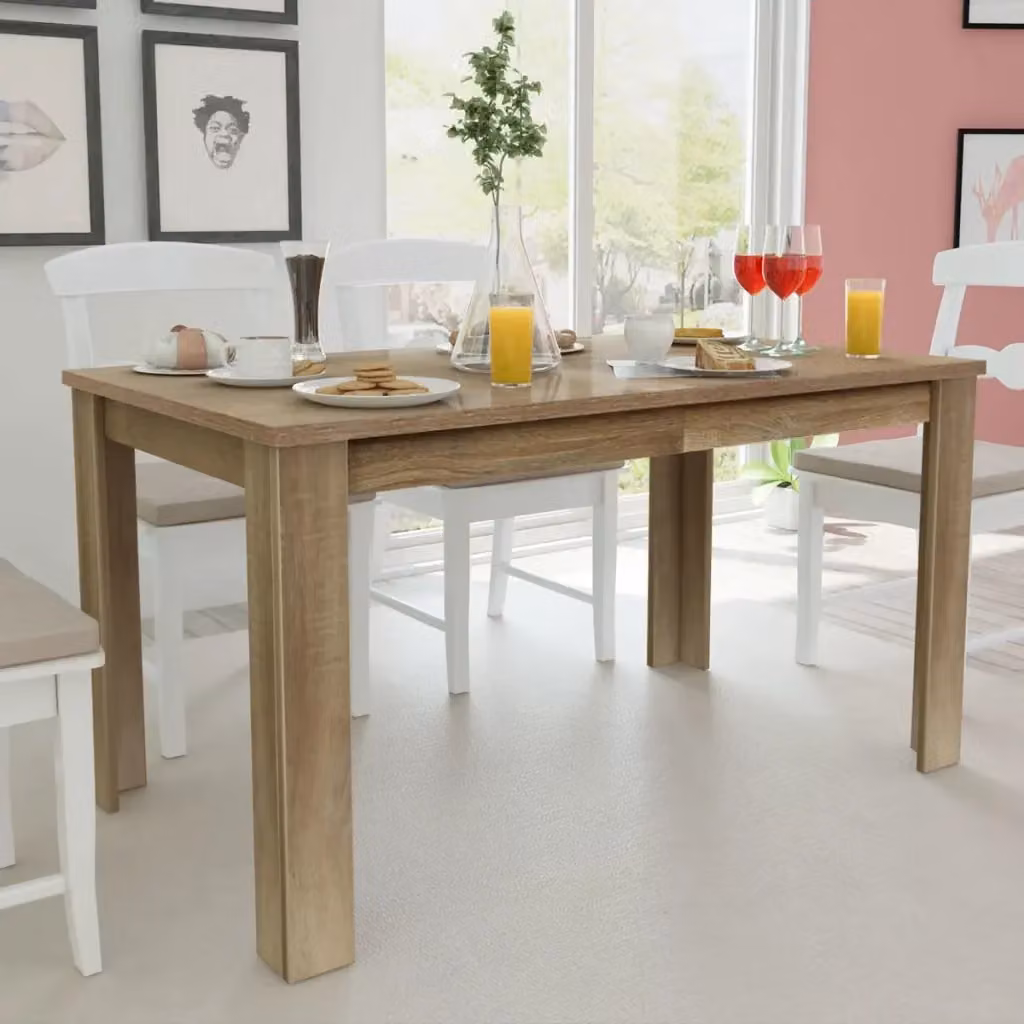 Tavolo da pranzo e da cucina moderno in legno rovere marrone L: 140 cm, P: 80 cm, H: 75 cm – 2
