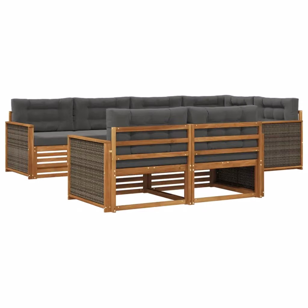 Set di divani da esterno a L vidaXL in legno di acacia con cuscini, beige e antracite – 2